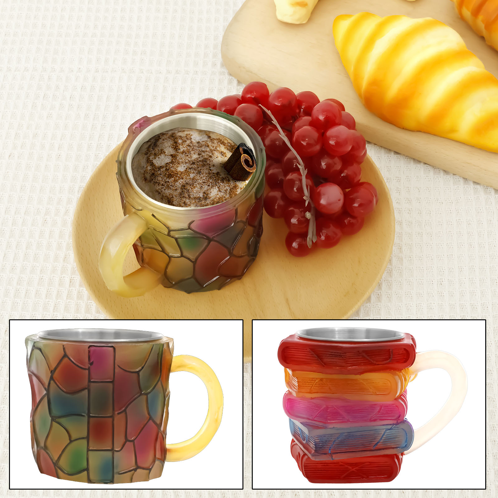Painted Book Mug 3D Colored Gl - Coffee Equipment Gift recension och pris