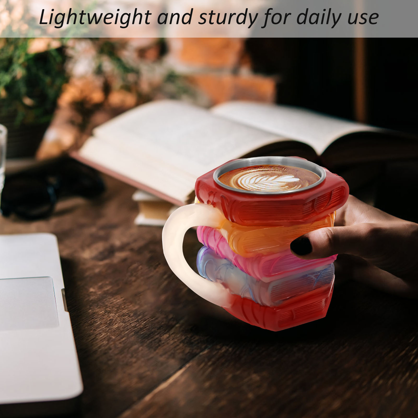 Painted Book Mug 3D Colored Gl - Coffee Equipment Gift recension och pris